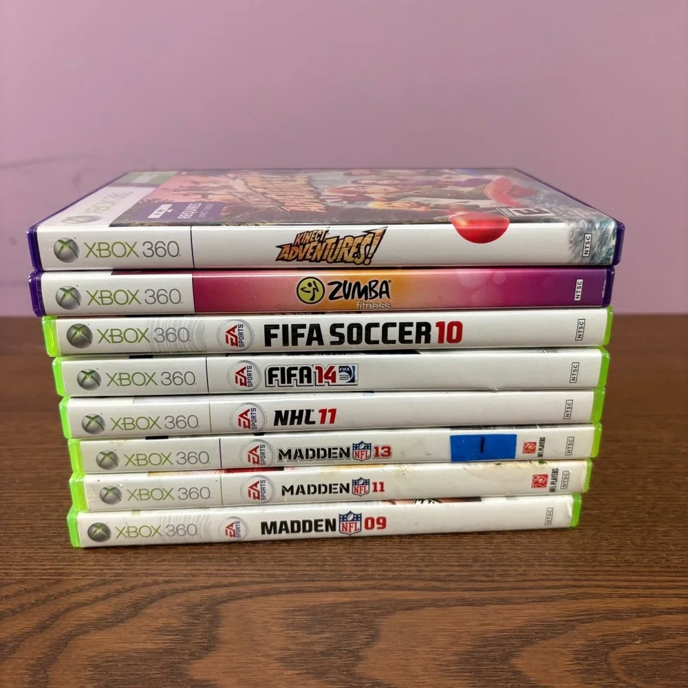 Xbox 360 Sports Game Lot of 8 Madden FIFA NHL Kinect Adventures Zumba Fitness